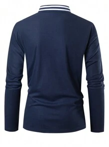 Manfinity Homme Plus Size Men's Casual Tennis Polo Shirt, Simple And Fashion, Everyday Wear