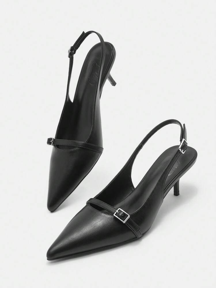 CUCCOO BIZCHIC Zapatos de tacón elegantes de punta fina para uso diario de color liso para mujer