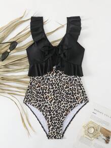 Swim Lushoire Summer Women's Sexy V-Neck Printed Textured Fabric Backless One-Piece Swimsuit, Beachwear