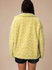 Forever 21 Áo khoác lông mịn cho nữ - Màu vàng - Xem 2
