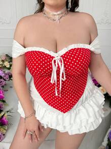 Lyrianda Chinese Style Sexy Cropped Open Shoulder Tie Up Top - Red - View 5