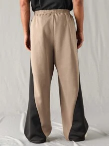 Manfinity VCAY Pantaloni casual stile patchwork uomo moda, maglia, vita elastica, gamba dritta, ampio