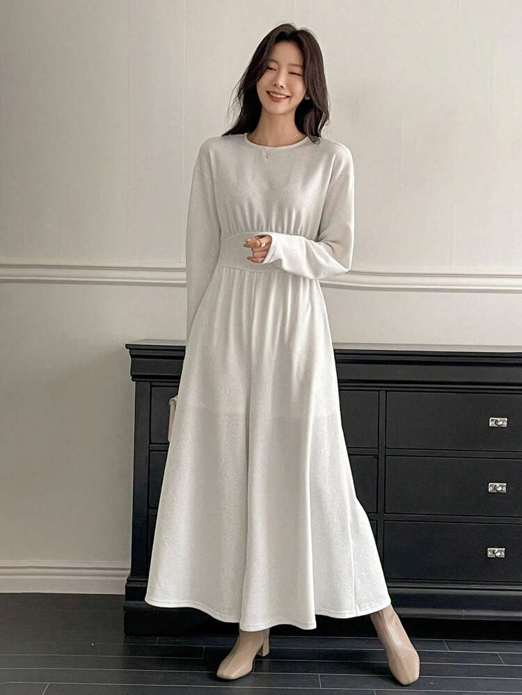 Women's Elegant Elegant Solid Color Round Neck Long Sleeve Loose Jumpsuit Lounge Sets For Women