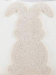 1 pieza Funda de almohada decorativa de Pascua, funda de cojín de lienzo con bordado de conejo de peluche para sala de estar, dormitorio, sofá, decoración de otoño, decoración de otoño, decoración de habitación