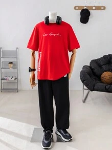 SHEIN 3入組青少年男孩鬆身休閒純色束口運動長褲套裝 - 彩色 - 查看 4