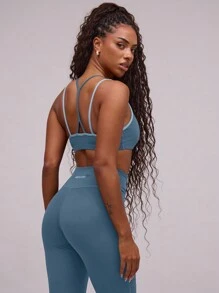 Musera Sport Sujetador deportivo de tirantes finos con doble tira de contraste, para pádel, tenis, pickleball, gimnasio y fitness en otoño e invierno