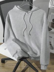 Slaydiva Casual Star Letter Barcode Graphic Drawstring Hooded Loose Fit Fleece Sweatshirt For Women, Autumn/Winter