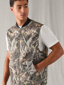 Manfinity VCAY Men's Woven Fashionable Casual Everyday Loose Fit Sleeveless Vest, For Fall Winter - Army Green - View 5