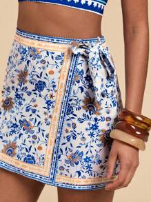 Travachic 2 件套女士度假印花无袖上衣和短裤套装 - 白色 - 查看 7