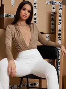 Silquee Bodys Drapeado Liso Sexy - Marrón Mocha - Ver 6