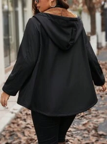 Calvaya Chaqueta con capucha y cremallera delantera minimalista, uso diario casual, para invierno, talla grande