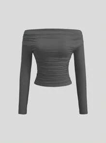 Sweetra Blusa de un hombro de color liso, ajustada, de manga larga, casual y de moda para uso diario