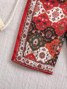 SHEIN Baby Girl Bohemian Pattern Elastic Waist Casual Pants For Summer Vacation - Multicolor - View 4