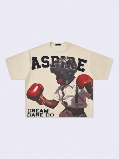 Street Life T-shirt imprimé boxer pour hommes - Coupe ample et raccourcie