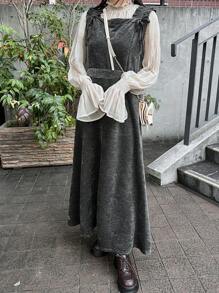 FRIFUL Women Sleeveless Long Casual Solid Dress, Autumn/Winter - Grey - View 6