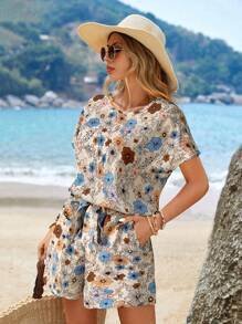 EMERY ROSE Vacation Two Piece Set Summer Outfit Women Two-Piece Outfits - Multicolor - View 3