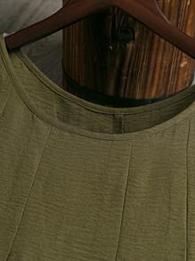 EMERY ROSE 大码女式度假短袖绿色连衣裙，早春夏季