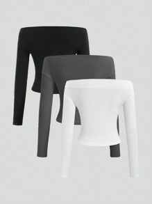 Sweetra Blusa de un hombro de color liso, ajustada, de manga larga, casual y de moda para uso diario