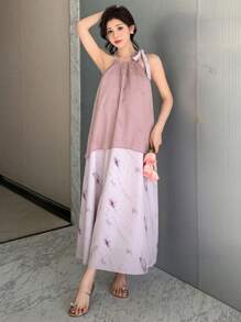 DAZY Women's Dress With Mesh Panels & Tie-Dye Print Sundress,Casual Women Dresses