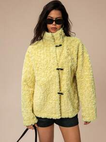 Forever 21 Áo khoác lông mịn cho nữ - Màu vàng - Xem 1