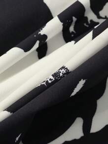 DAZY Falda plisada con estampado floral de línea A elegante para mujer - Negro - Ver 7