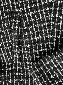 SHEIN Clasi Áo khoác cardigan cổ tròn thanh lịch đi làm thường ngày cho nữ có áo khoác ngoài kẻ caro buộc dây họa tiết - màu đen - Xem 7