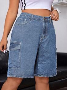 Solflare 大码休闲洗水牛仔工装短裤