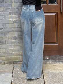 DAZY Women's Straight Leg Jeans With Frayed Hem, Casual & Fashionable For Daily Wear