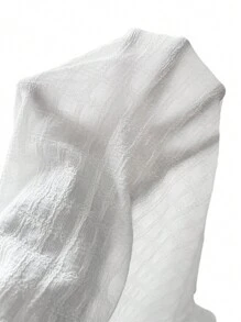 Manfinity Homme Men Plain Summer Casual Textured Vacation Button Up Short Sleeve Collar Shirt, For Going Out - White - View 7