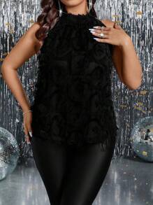 SHEIN Clasi Plus Size Women Sexy Evening Party Top - Black - View 7