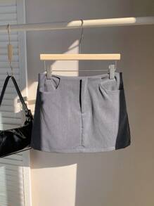 Comfortcana Summer Going Out Low Waist Solid Straight Grey Mini Skirt