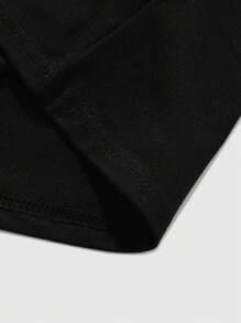 ROMWE MEN Street Life 男式口号与心形图案圆领短袖休闲 T 恤 - 黑色 - 查看 4