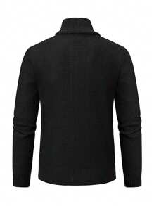 Manfinity Homme Men's Autumn/Winter Long Sleeve Cardigans, Knit Sweaters - Black - View 2