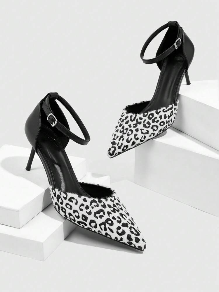 CUCCOO SZL Sexy Leopard Print High Heels With Square Buckle Pointed Toe Stiletto Pumps Spring Shoes Spring Break Easter Prom Heels