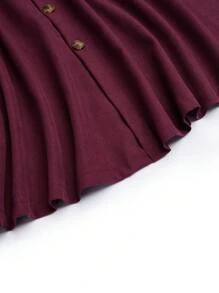 SHEIN LUNE Plus Size Women Elegant Snap Button A-Line Skirt