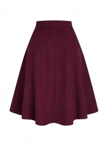 SHEIN LUNE Plus Size Women Elegant Snap Button A-Line Skirt