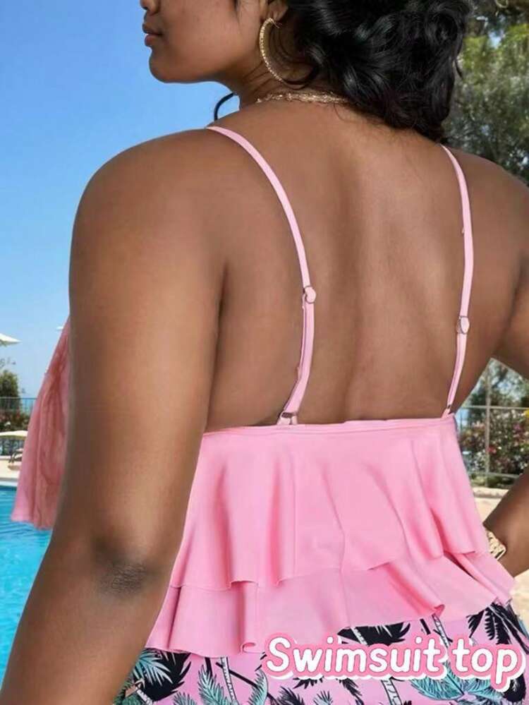 Summer Beach Plus Hanky Hem Tankini Top