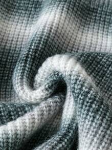 SHEIN LUNE 大码女式扎染 V 领长袖休闲毛衣连衣裙，适合秋冬季 - 彩色 - 查看 3