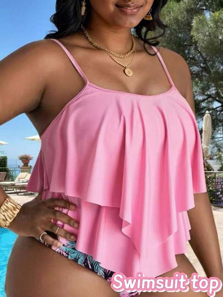 Summer Beach Plus Hanky Hem Tankini Top