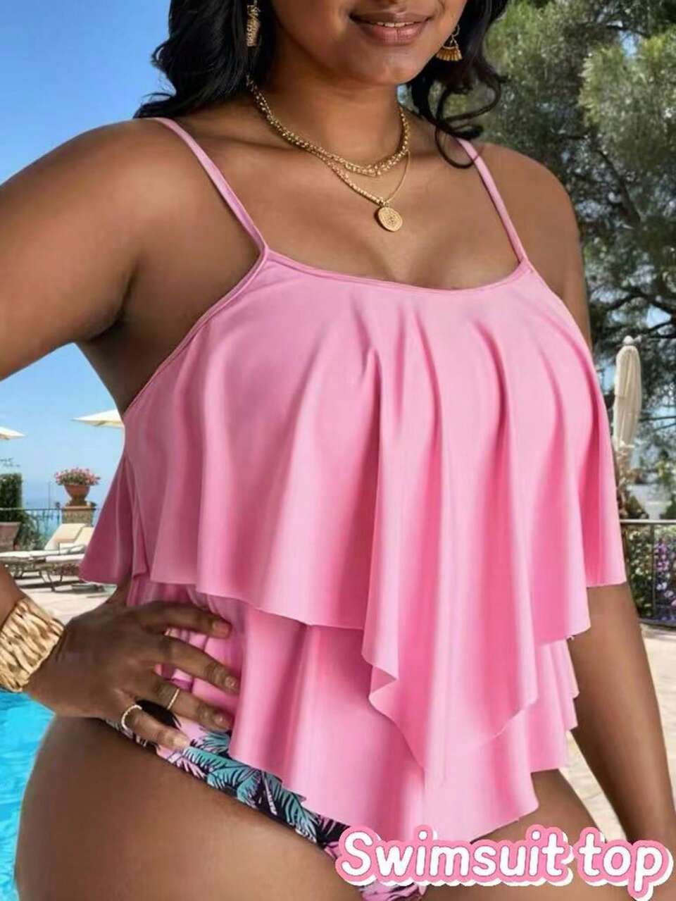 Summer Beach Plus Hanky Hem Tankini Top