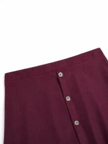 SHEIN LUNE Plus Size Women Elegant Snap Button A-Line Skirt