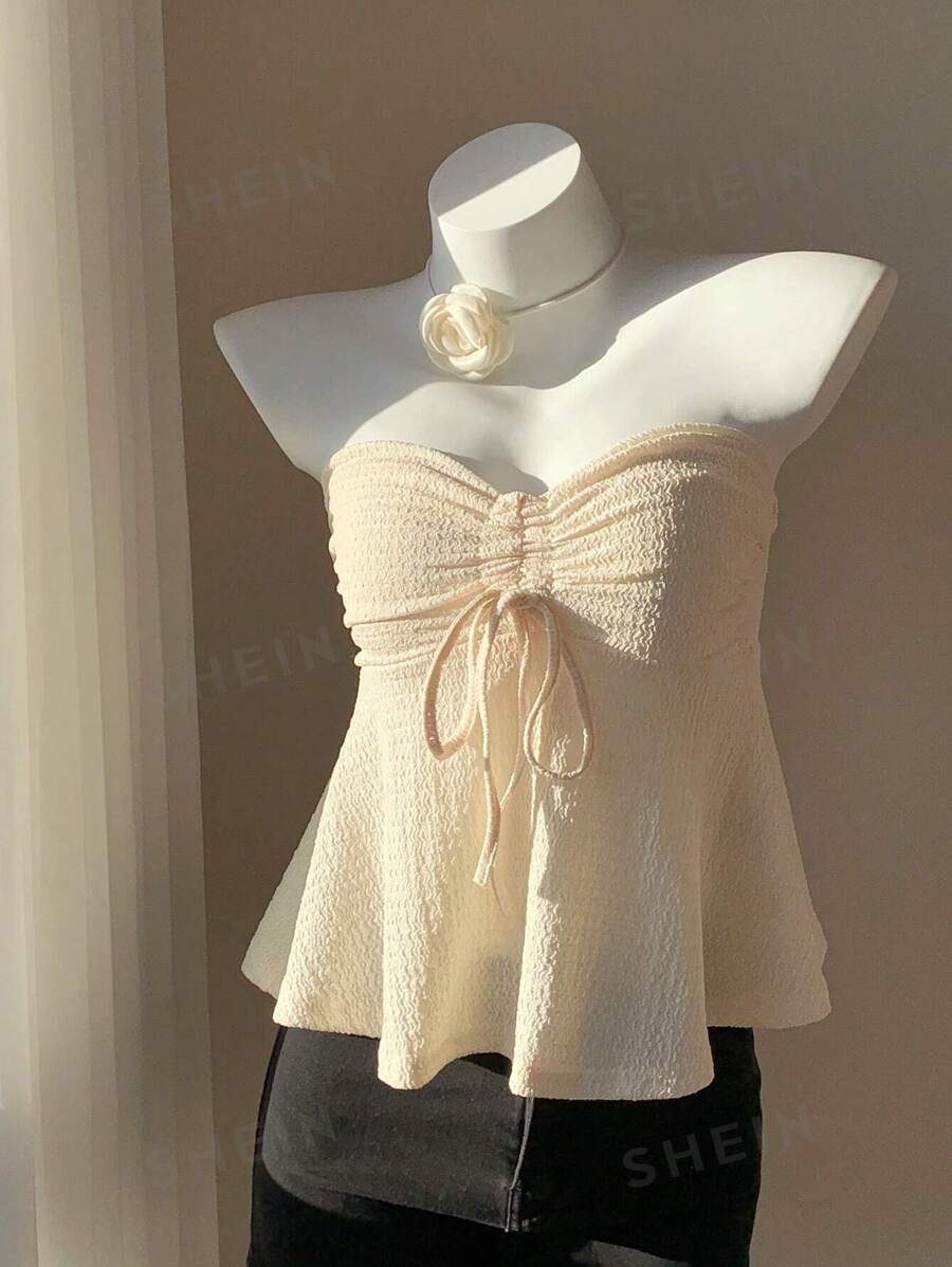 Comfortcana Tube Top mit Schnürung vorne, - Aprikosenfarben - Übersicht 1