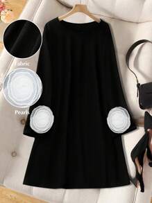 SHEIN LUNE Robe mi-longue élégante et chic pour femmes grandes tailles