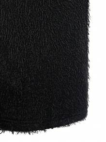 SHEIN LUNE Plus Size Women Casual Solid Color Straight Leg Warm Pants For Winter - Black - View 6