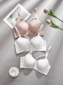 Bộ 3 Áo Ngực Ren Cỡ Lớn Có Gọng Đồ Lót - Nhiều màu - Xem 3