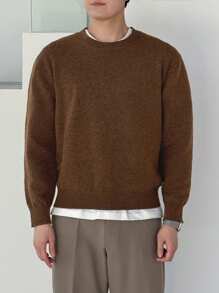 DAZY Męski swobodny, jednolity kolor, dzianinowy sweter, jesień