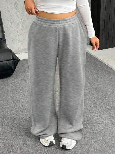 INAWLY 大码纯色休闲运动裤，宽松裤