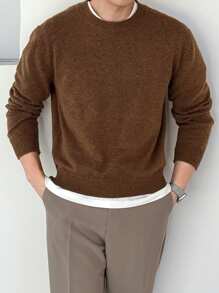 DAZY Męski swobodny, jednolity kolor, dzianinowy sweter, jesień