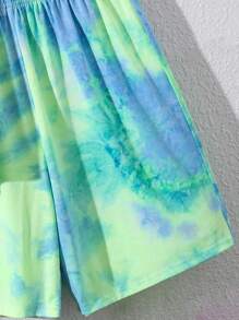 SHEIN Tween Boy Tie-Dye Short Sleeve T-Shirt And Shorts Set, Vacation
