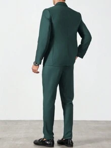 Manfinity Mode Ensemble chemise et pantalon minimaliste pour hommes, couleur unie, manches longues, coupe épurée